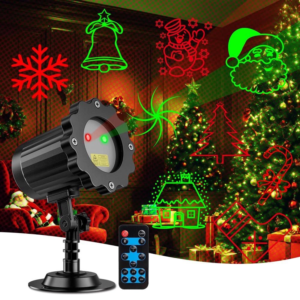 Luzes laser de Natal VansMago vermelhas e verdes com controle remoto Rf