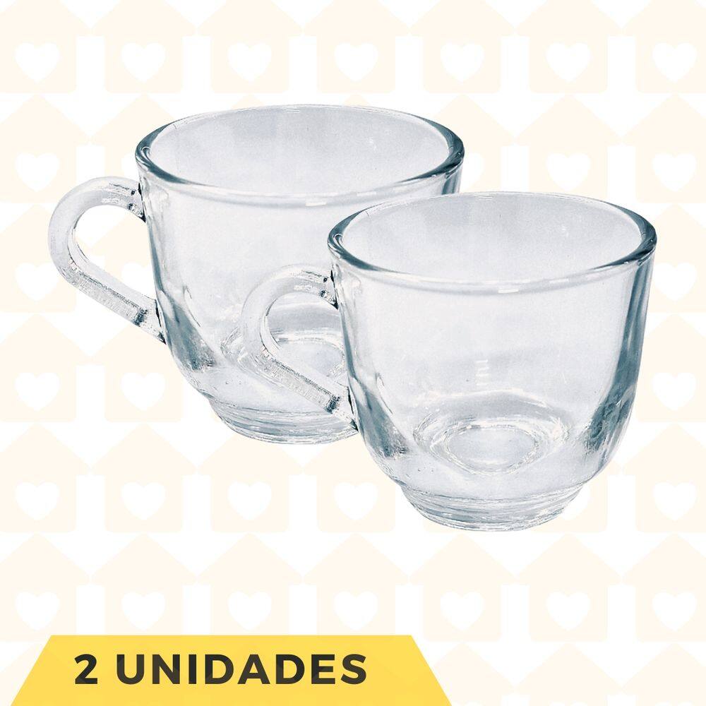 Jogo 2 Xícaras Chá Vidro Resistente 150ML Mesa Posta Café