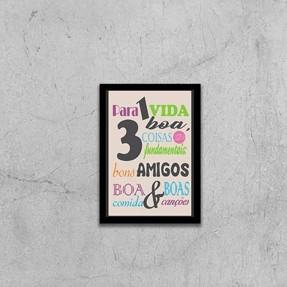 Quadro Receita Para Uma Vida Boa 33X24Cm - Moldura Preta
