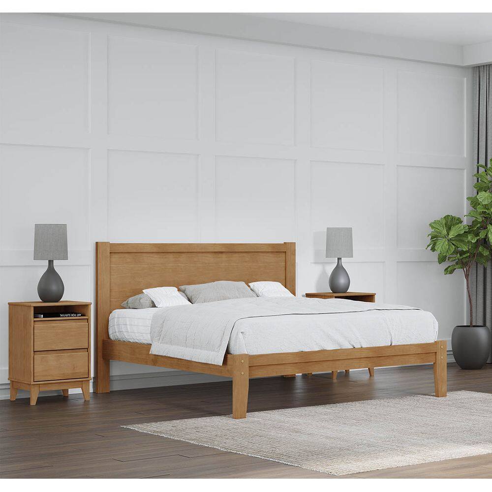 Conjunto Quarto: Cama Casal Queen, 2 Mesas Cabeceiras Prata Freijó Madeira Pinus - Finestra