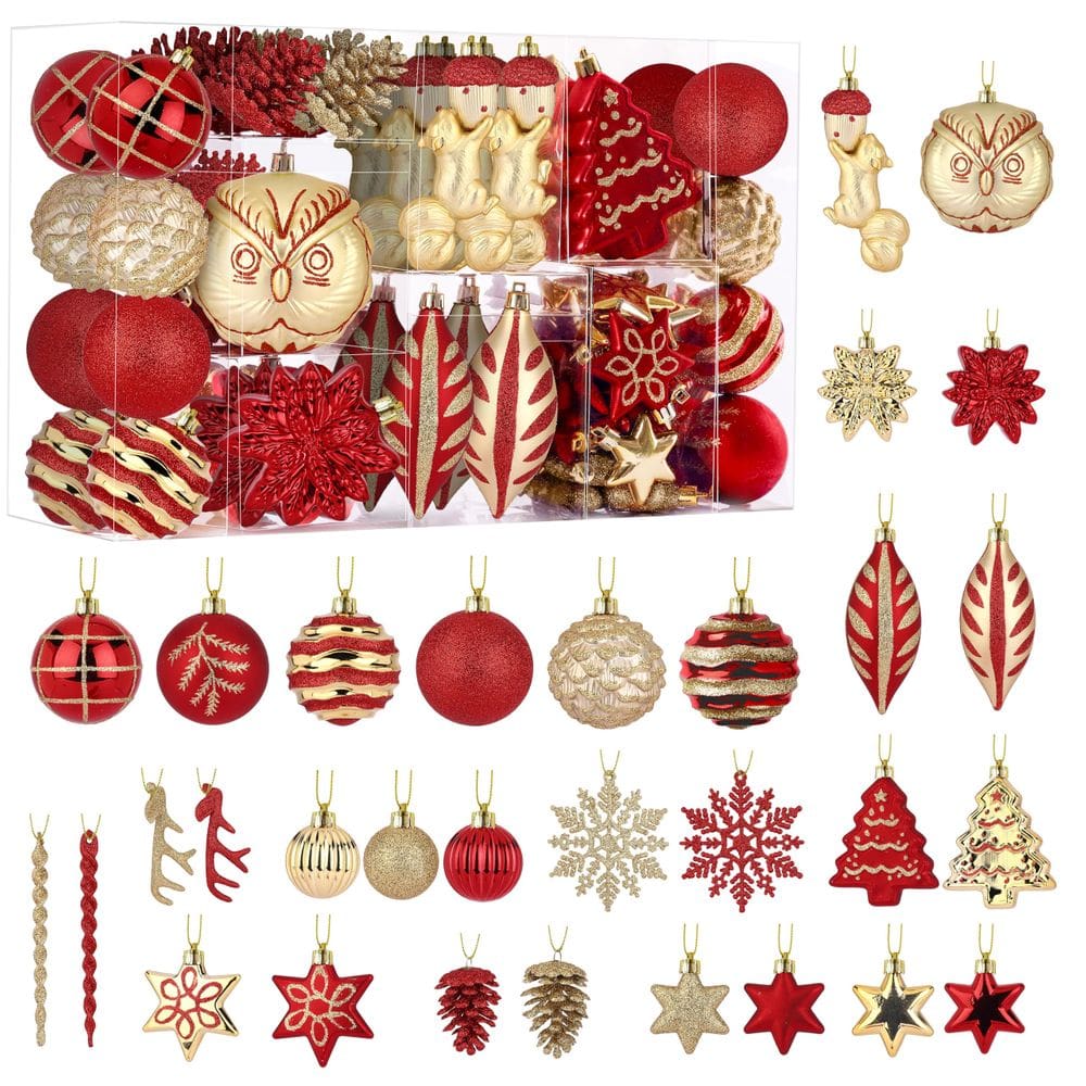 Conjunto de enfeites de árvore de Natal Alupssuc 96 unidades com tema florestal