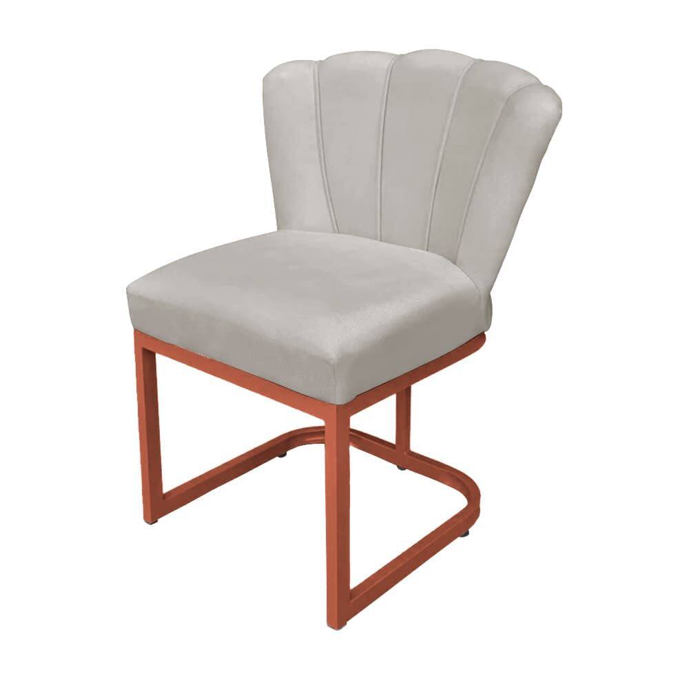 Cadeira Flor para Escritório Veludo Bege Base Cobre - Vallisa Decor