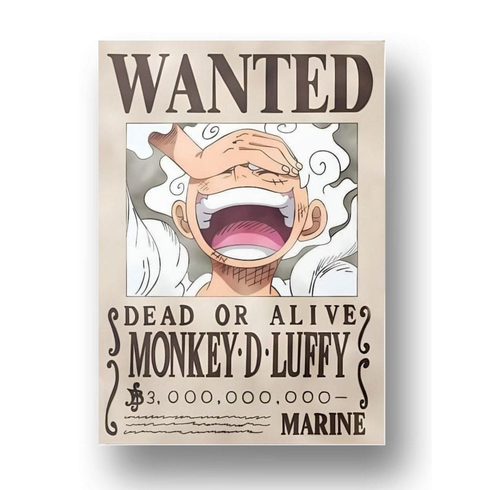 Placa de metal Decoração Cartaz de Procurado Luffy Gear 5