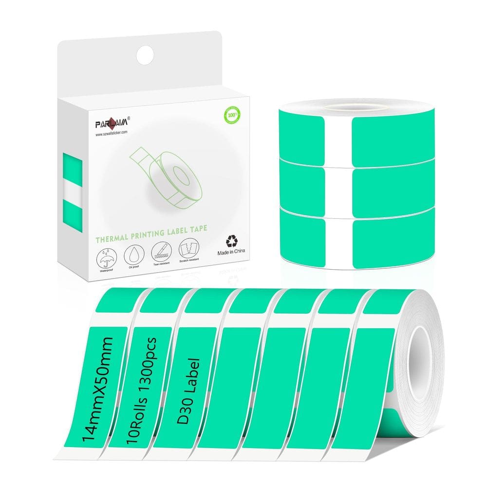 Fita de etiqueta térmica PARLAIM Small Waterproof 10 Rolls Aqua