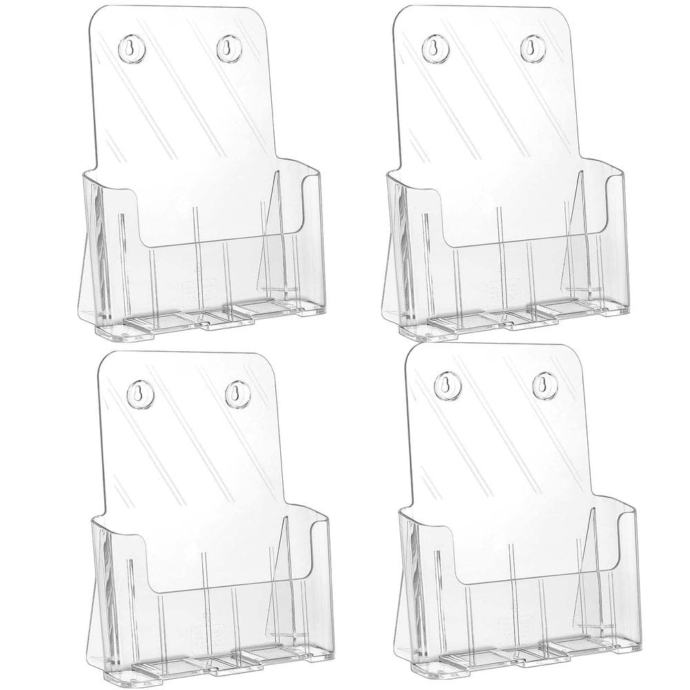Suporte de brochura KTRIO Acrílico 21,6 x 27,9 cm transparente, pacote com 4
