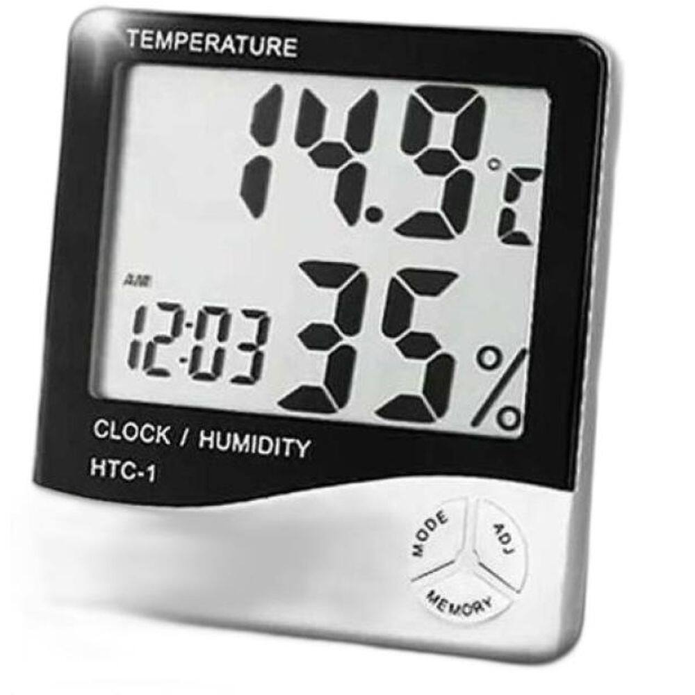 Termo Higrômetro Medidor Temperatura Umidade Relógio Digital