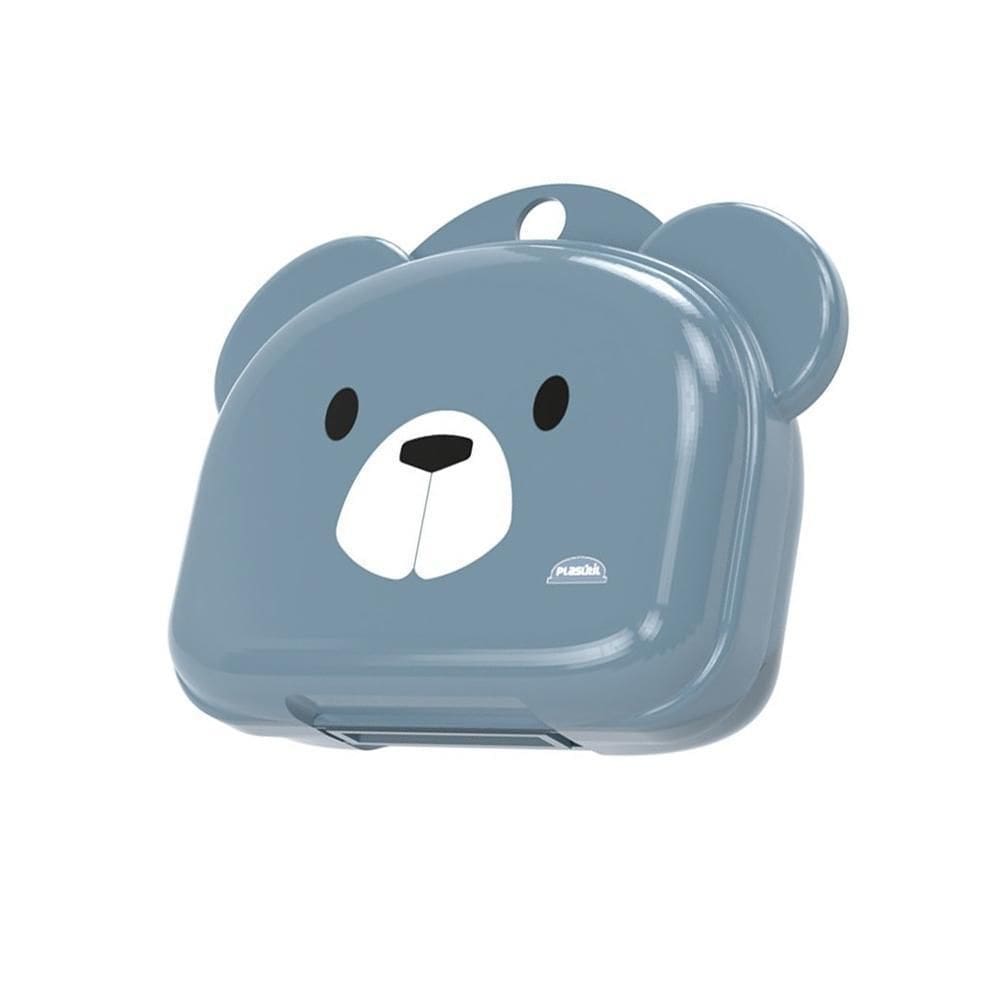 Saboneteira Pia Plastico Menino Urso Azul Tampa 11X9X3,5