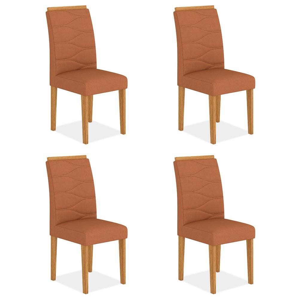 Kit 4 Cadeiras Estofadas Vitória Cinamomo/terracota - Móveis Arapongas