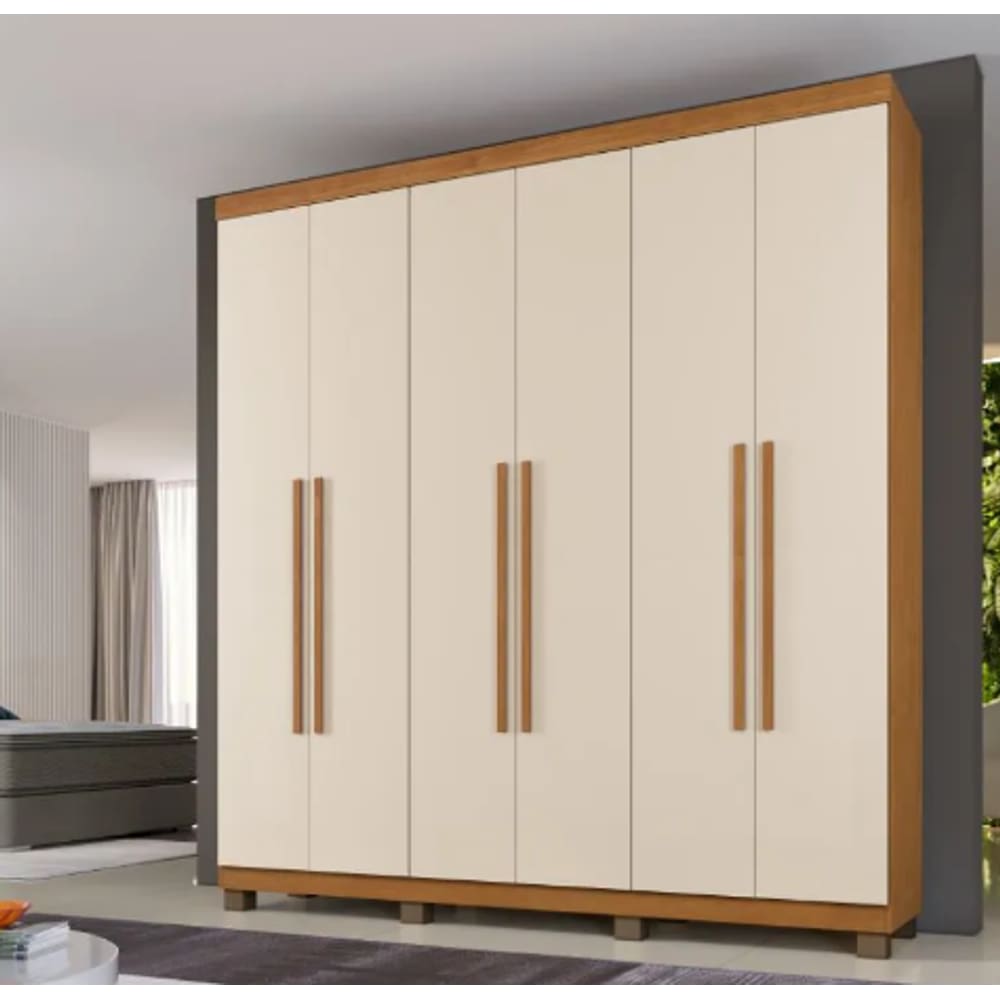 Guarda Roupa Milão 6 Portas 100% MDF Benetil Móveis - Cinamomo/Off