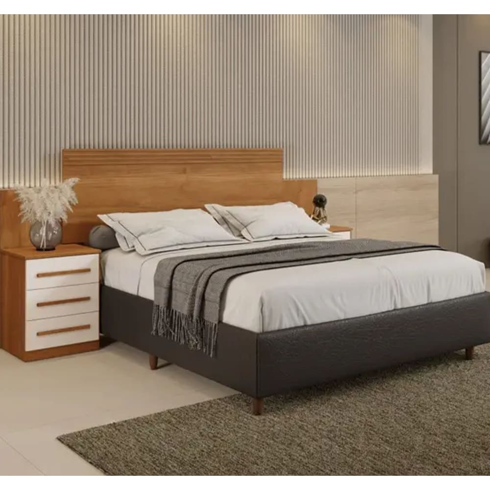 Cabeceira Extensiva Casal Queen Império Benetil Móveis - Cinamomo/Off