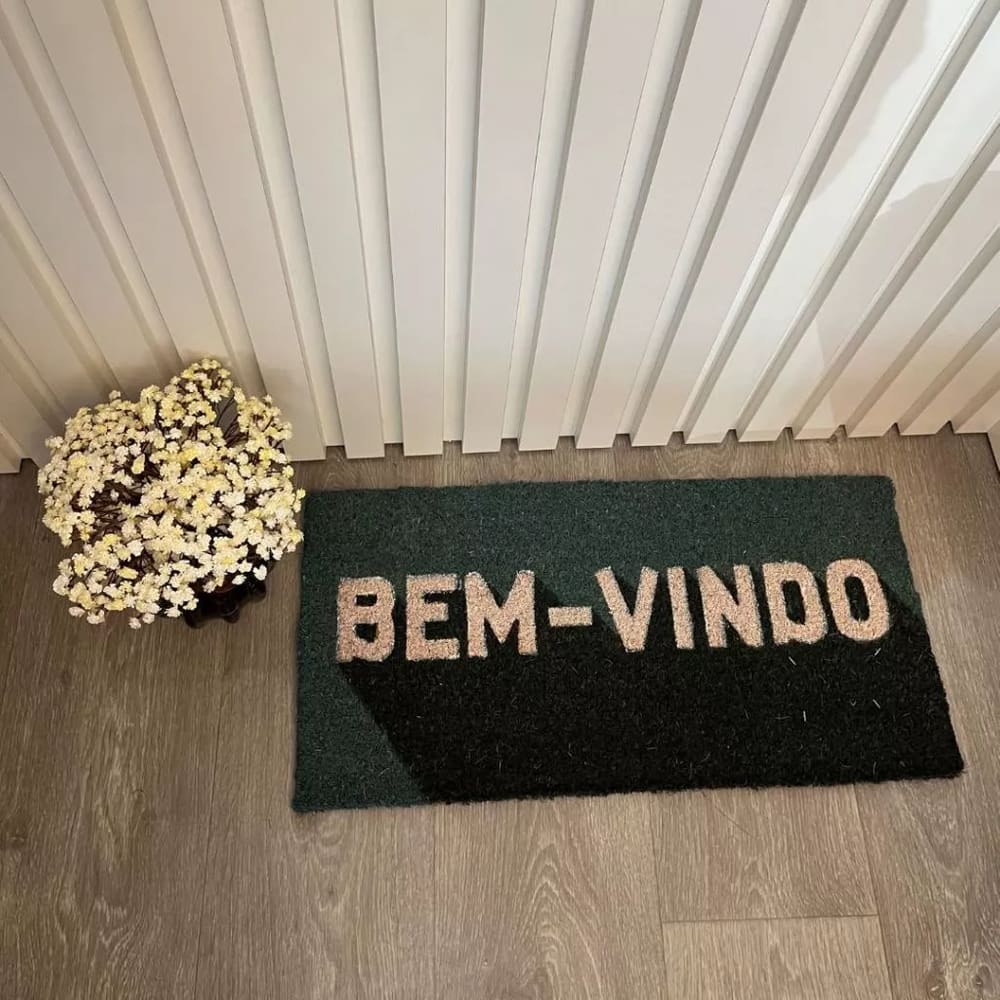 Capacho Fibra De Coco Estampado Antiderrapante 30x60cm - Corttex - Bem Vindo Verde