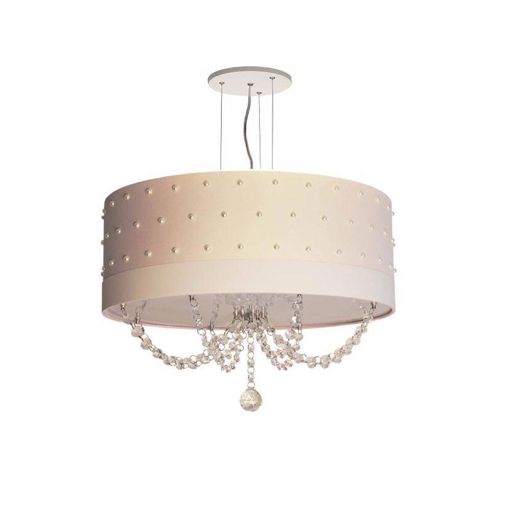 Luminária Pendente Com Pérolas E Cristal 50X15