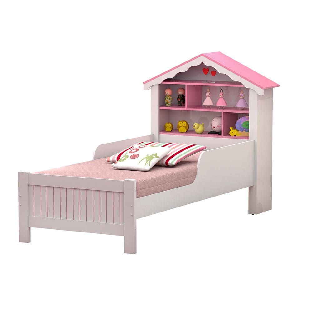 cama solteiro casinha princesa com prateleiras