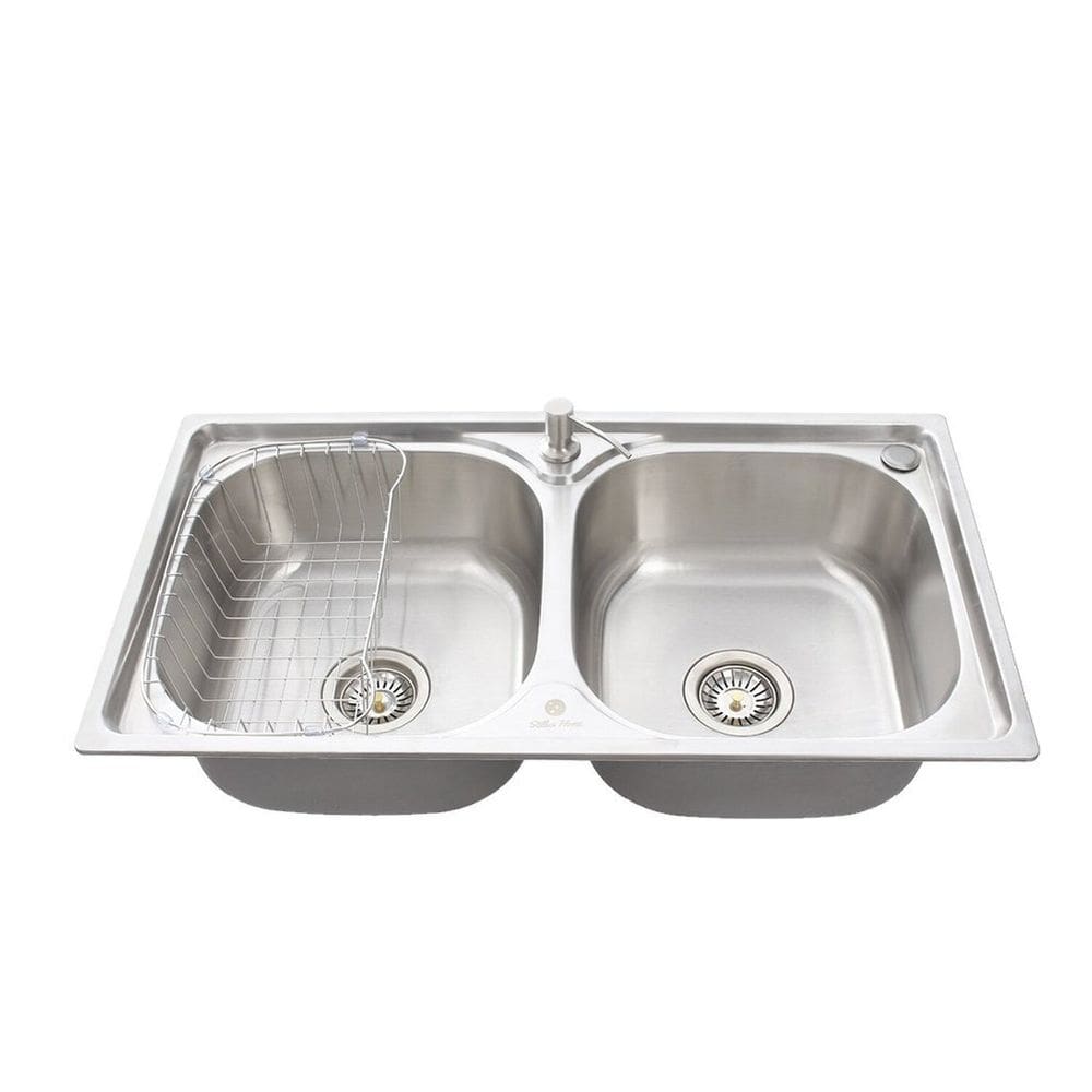 Cuba Dupla de Cozinha Gourmet com Acessórios 78x43cm Inox