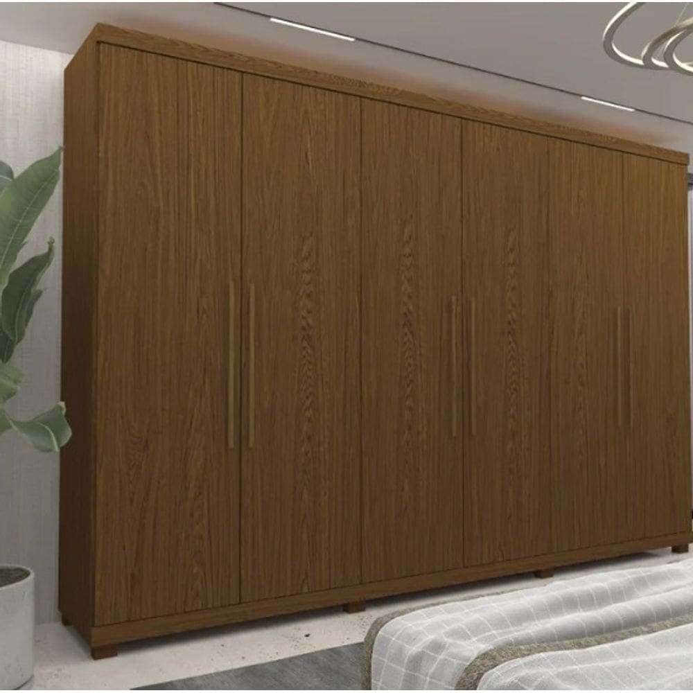 Guarda Roupa 2,73 Gelius Absolut New 6 Portas com Pés Castanho - MDF