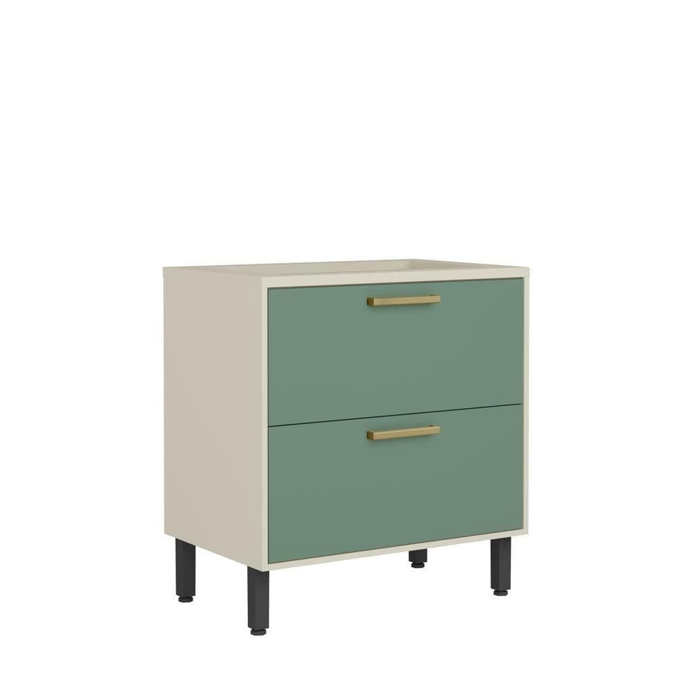 Balcão Cooktop Gavetão E Porta Basculante Verde Bertolini Verde Areia