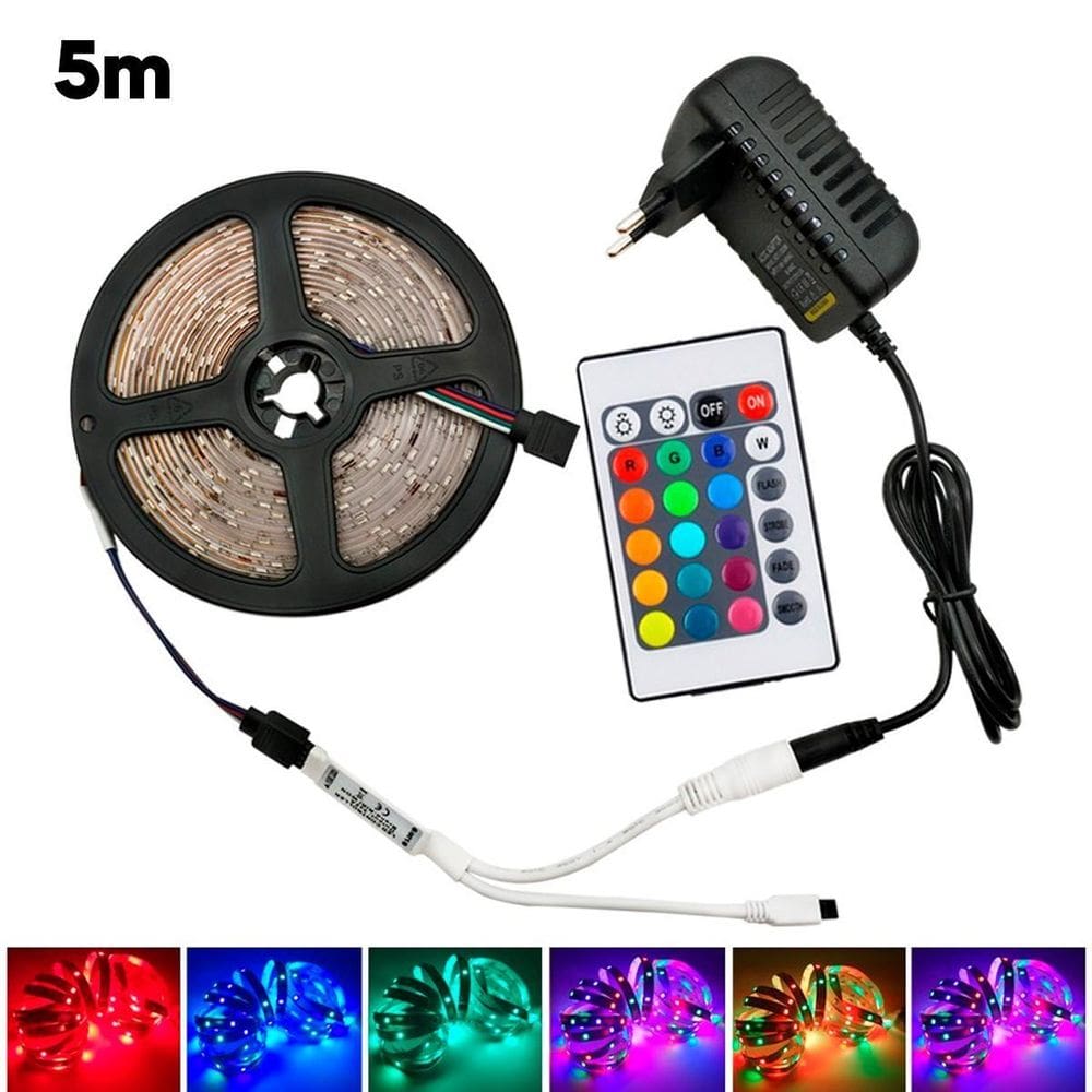 Fita Led Rgb 5M Luz Colorida Efeitos Neon Fonte 110V/220V