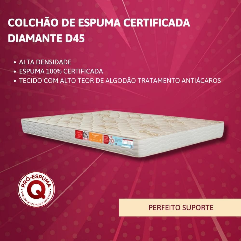 Colchão de Espuma Queen Orthocrin Diamante D45 158x198x20 Espuma Certificada