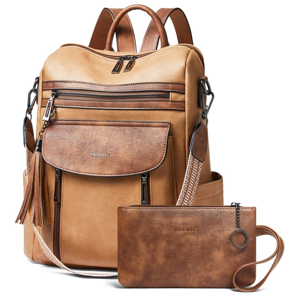 Mochila Shrie Fashion Leather para mulheres, preta