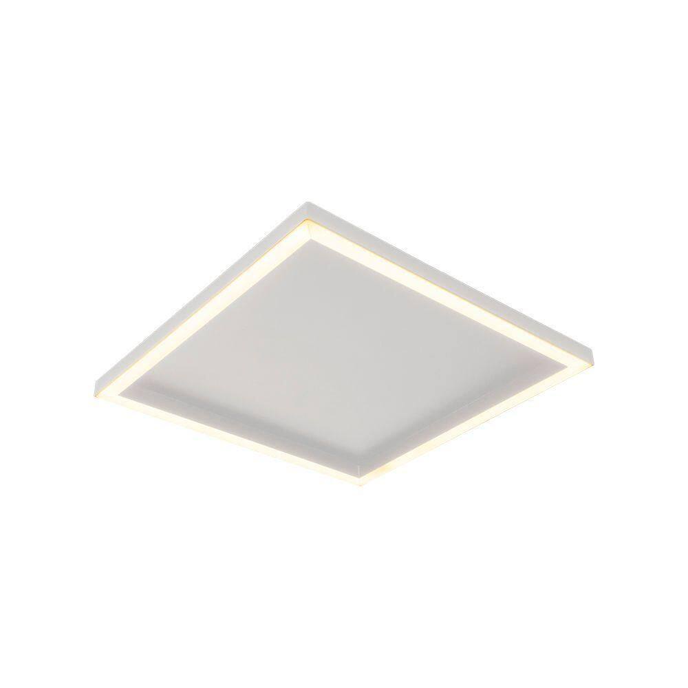 Plafon Led Blumenau Square De Sobrepor 15w Bivolt Branco Fosco 2700k Luz Amarela