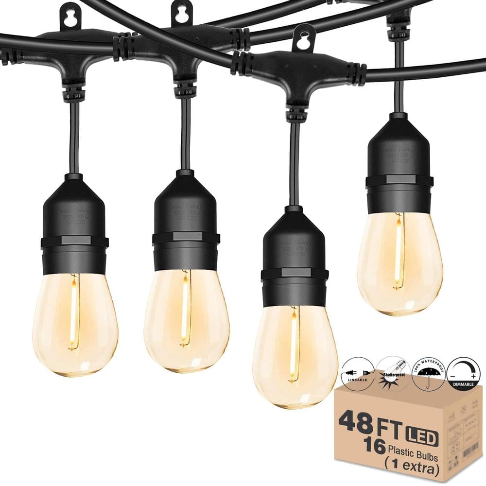 Luzes de corda externas Meidaoduo 48FT LED com 15 lâmpadas