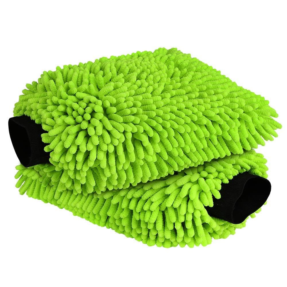 Luva de lavagem de carro AIDEA Microfiber 2PK verde sem arranhões