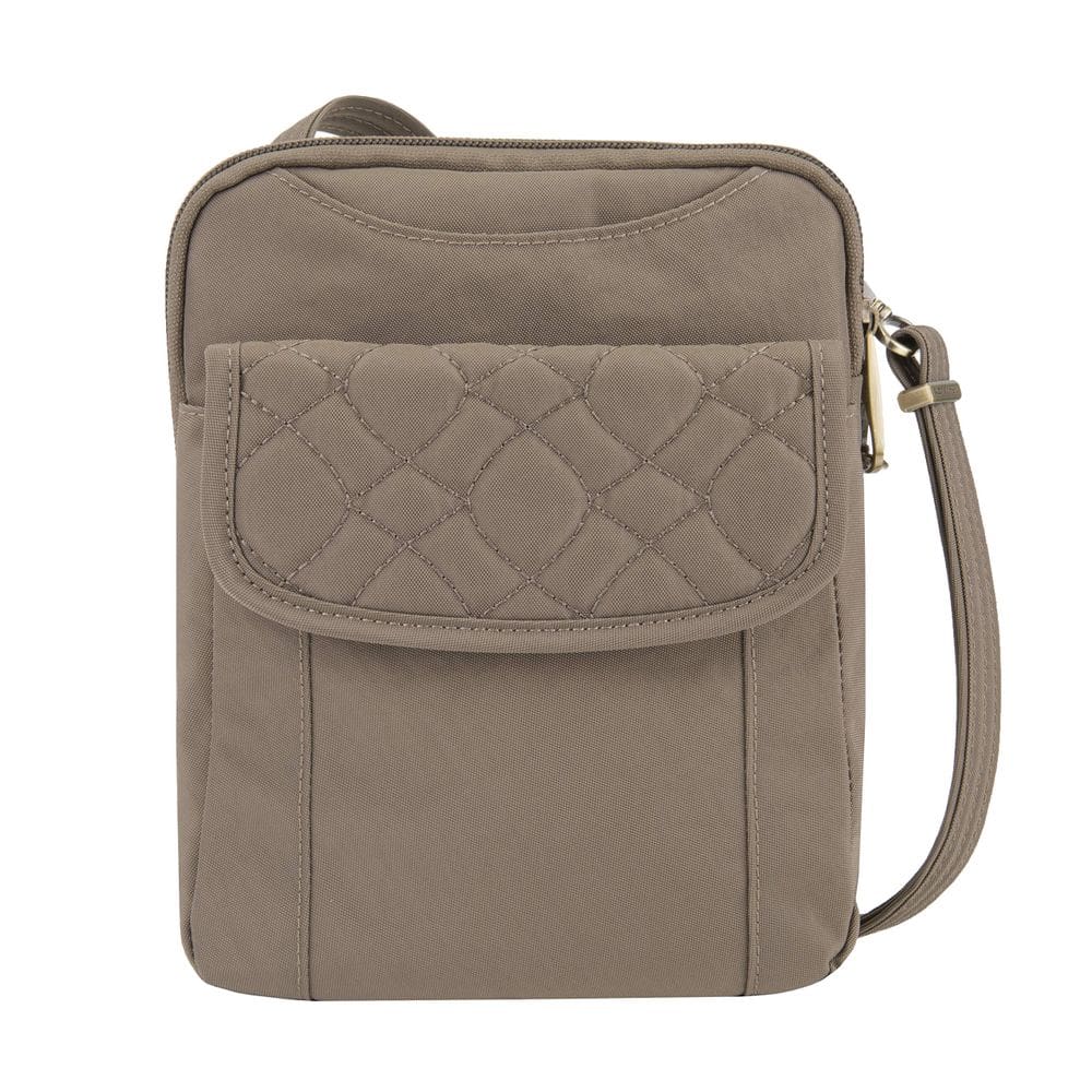 Bolsa Travelon Anti-Theft Signature Acolchoada Slim Pouch Sable