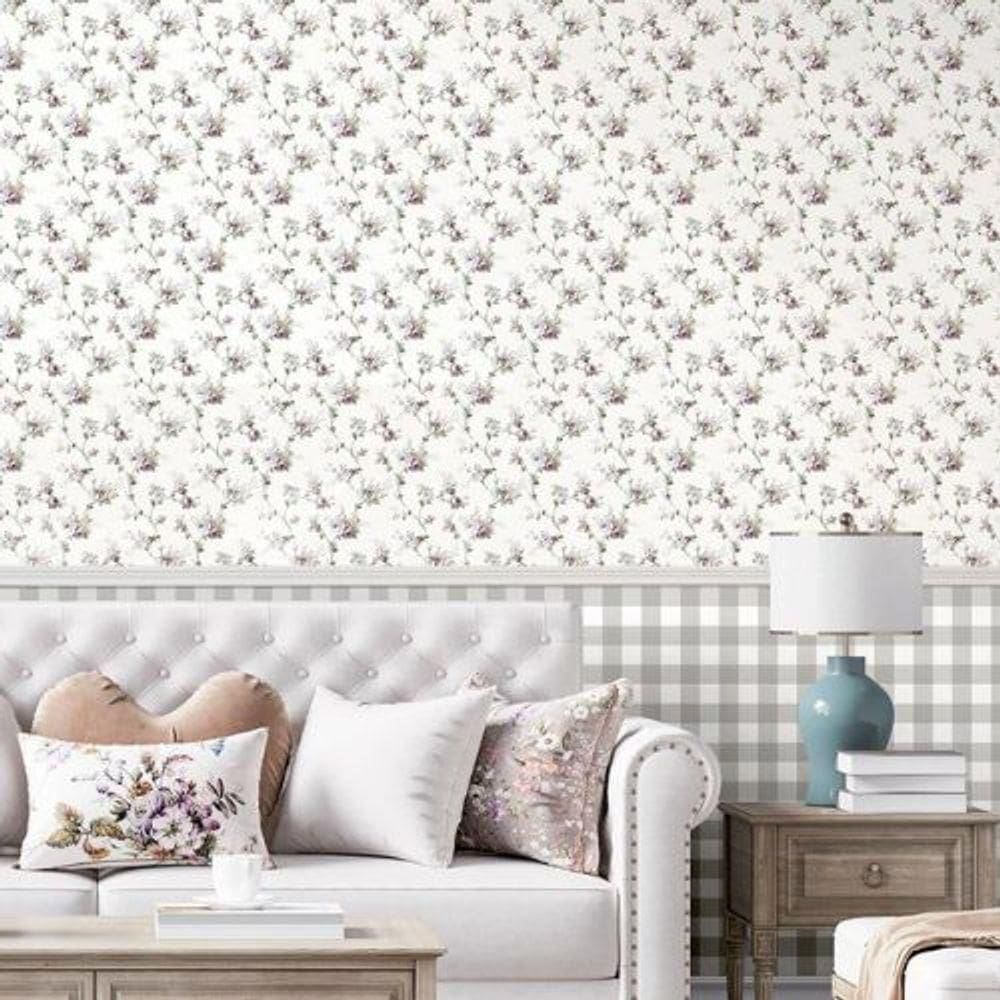 Papel De Parede Happy Floral Cinza 12316