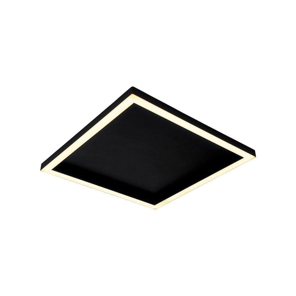 Plafon Led Blumenau Square De Sobrepor 15w Bivolt Preto 2700k Luz Amarela