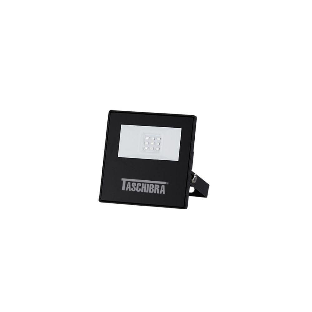 Refletor Taschibra Tr Led Slim 10w Preto Bivolt 3000k Luz Amarela