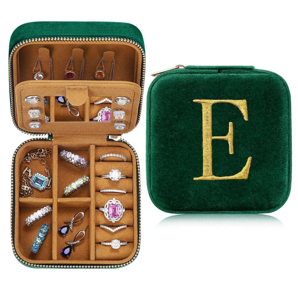 Organizador de estojos de joias Parima Bridesmaid Plush Velvet Green