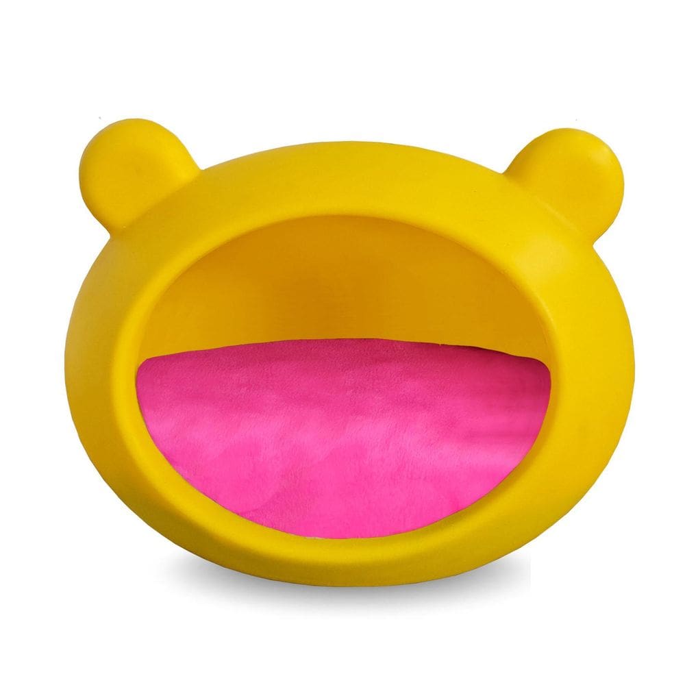 Casa Cachorro E Gato Amarelo Almofada Dupla Face Rosa/Bege P