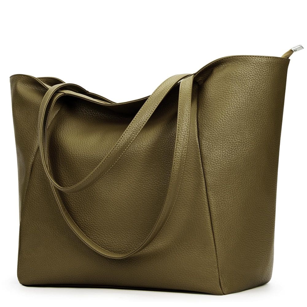 Sacola KALIDI Large Vegan Leather 23L para mulheres verde-oliva