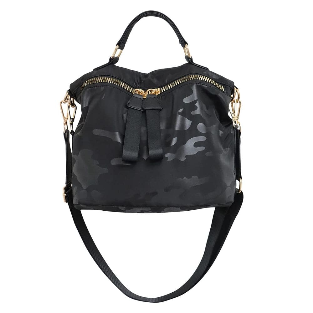 Bolsa feminina PAKFIEKS anti-roubo impermeável de nylon preta