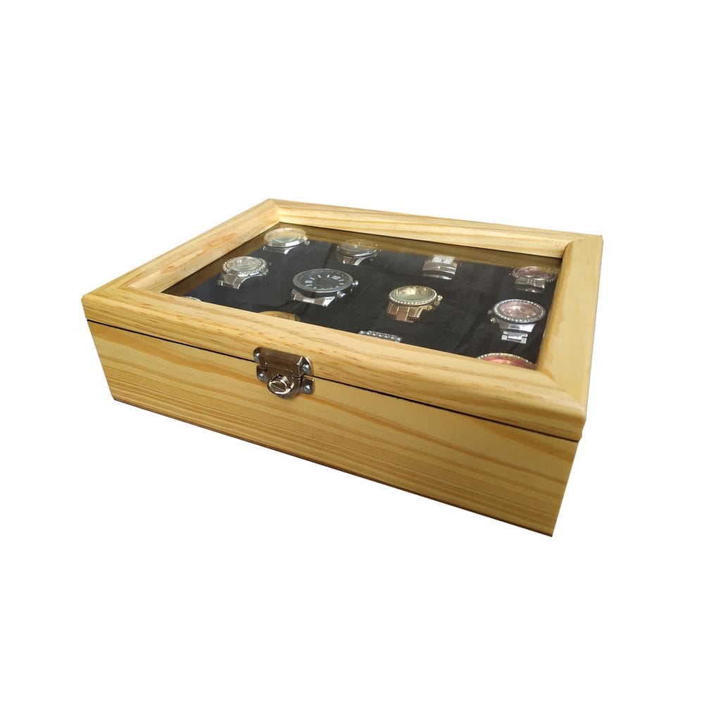 Estojo 12 Relógios Madeira Marfim Flocado
