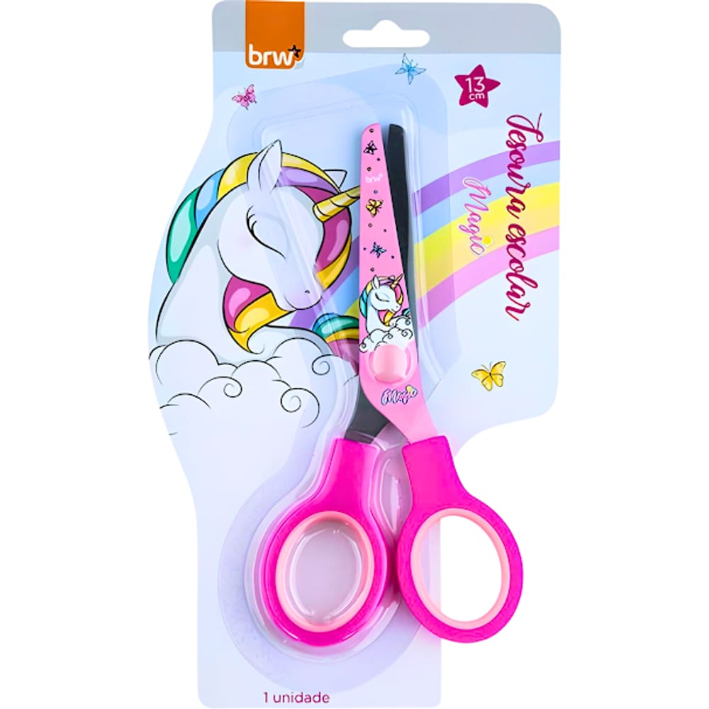 Tesoura Escolar Lamina Decorada Infantil Magic 13 Cm BRW
