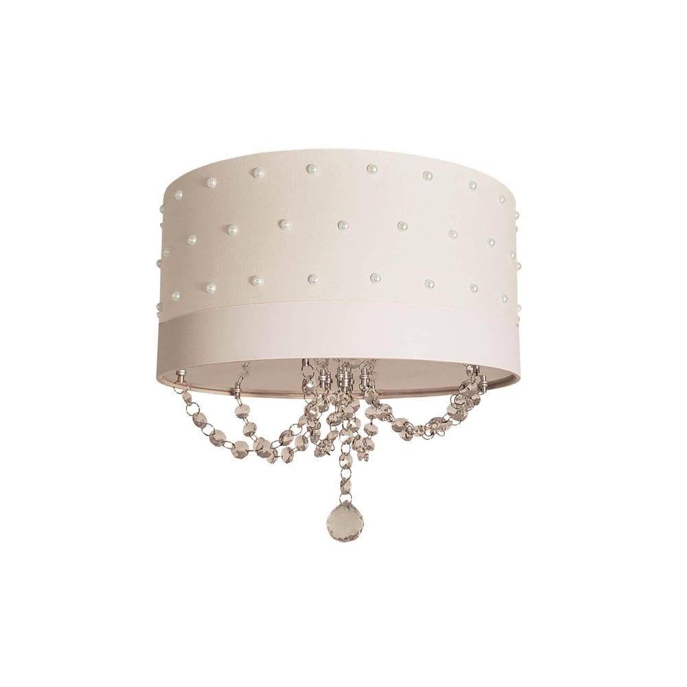 Luminária Infantil Quarto Menina Pérolas Com Cristal Branco