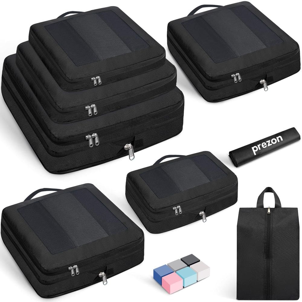 Conjunto de cubos de compressão Prezon 8 para malas pretas