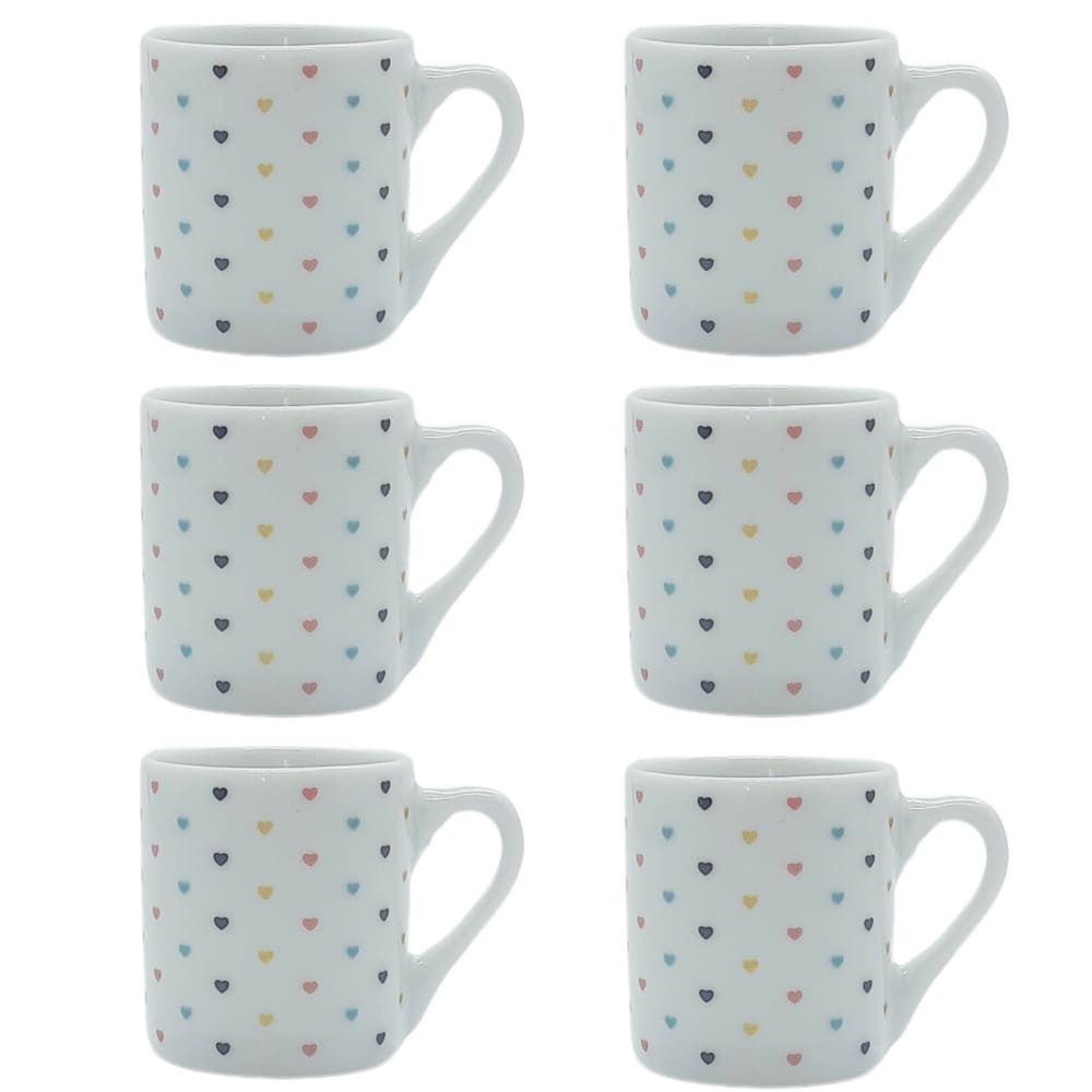 Jogo 6 xícaras café tradicional 55ml Poá Colorido - Porcelana