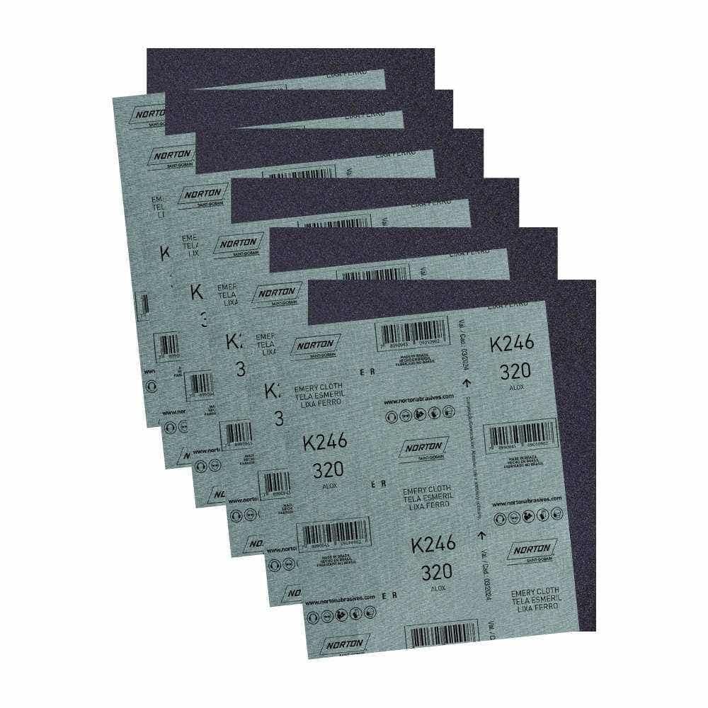 Folha de Lixa Metal para Ferro Grão 320 K246 com 25 Unidades NORTON