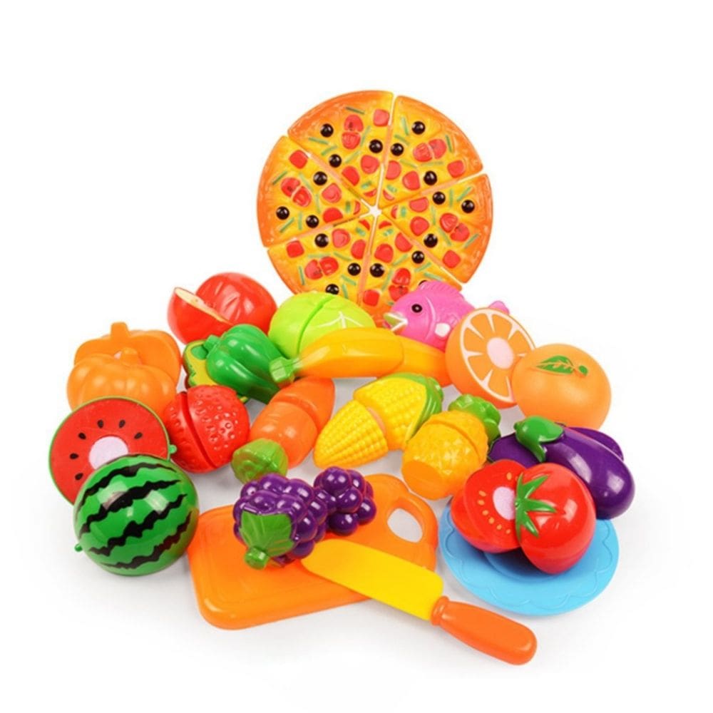 Conjunto de corte de frutas e vegetais de brinquedo para educação infantil