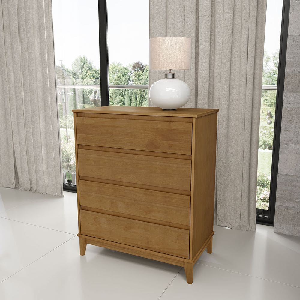 Cômoda 4 Gavetas 4 Pés Freijó Prata Madeira Pinus com MDF - Finestra