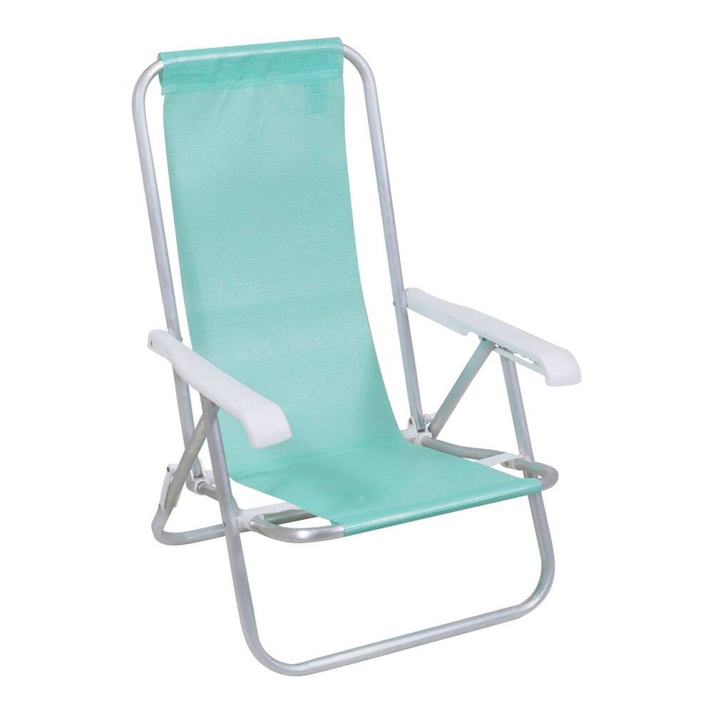 Cadeira de Praia Reclinável 4 Posições Alumínio Lazy Sannet Verde Mormaii - 023068 Belfix