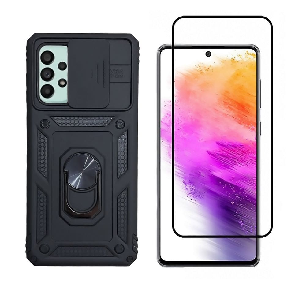 Estojo e folha de vidro completa para Samsung A73 5G - Anti Shock