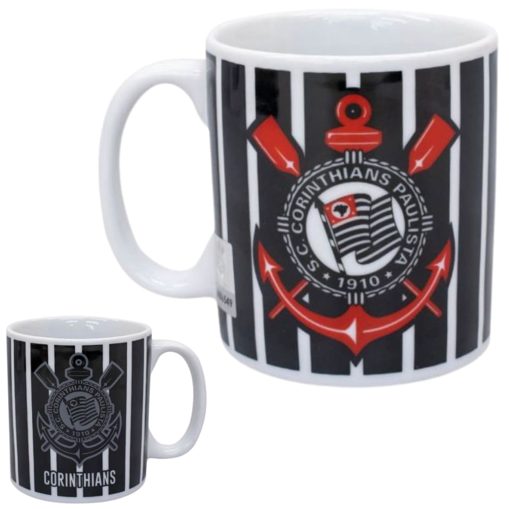 Caneca Corinthians Timão Porcelana Branca 320ml Oficial