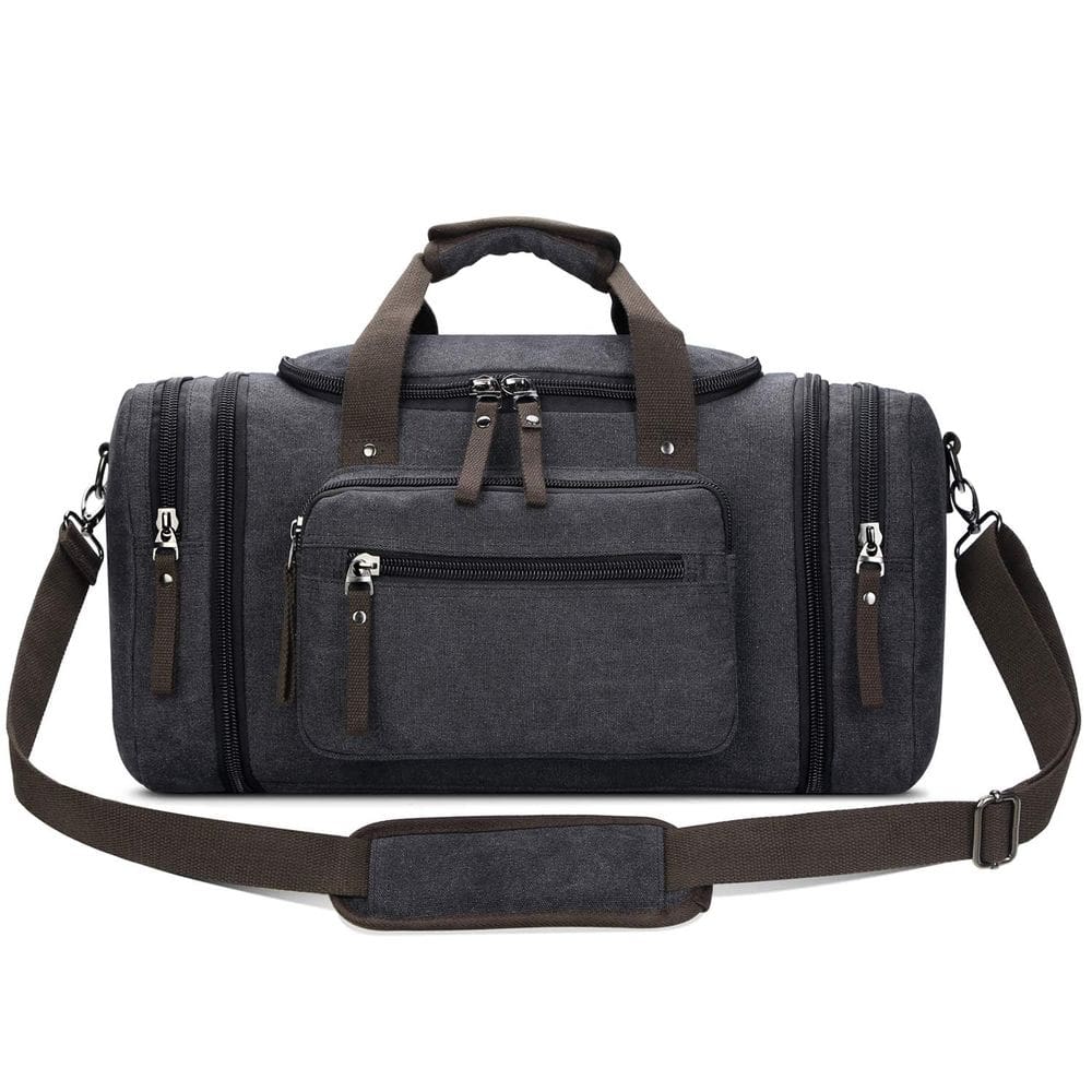 Mochila de viagem TOUPONS de lona para homens preta 53x30x25cm