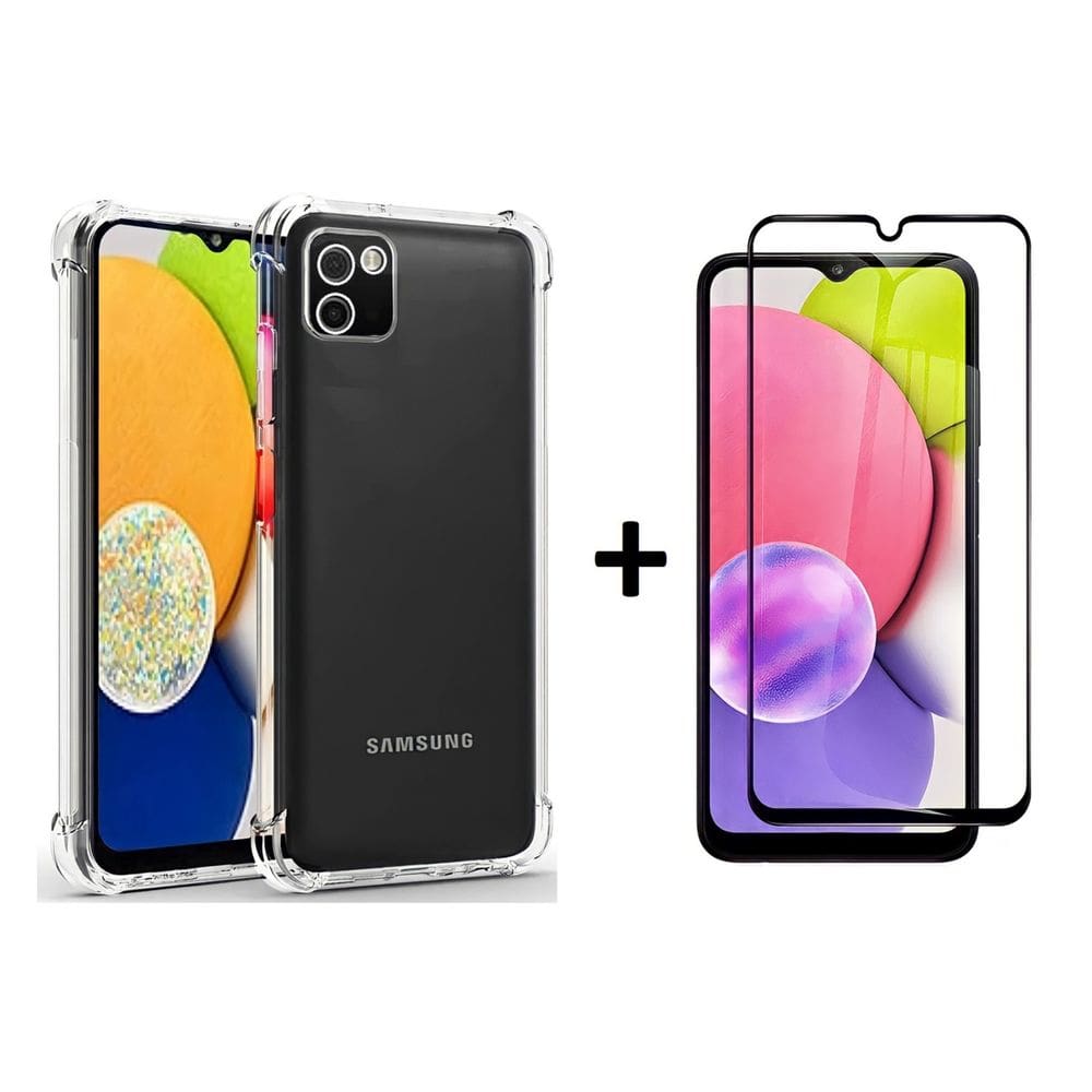 Estojo + Vidro Temperado para Samsung Galaxy A03