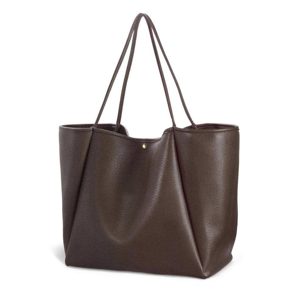 Sacola HOXIS de couro PU de tamanho grande para mulheres, cor de café