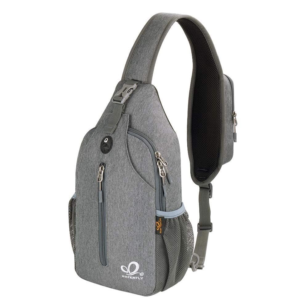 Mochila WATERFLY Crossbody Sling Bag Travel Caminhada Cinza