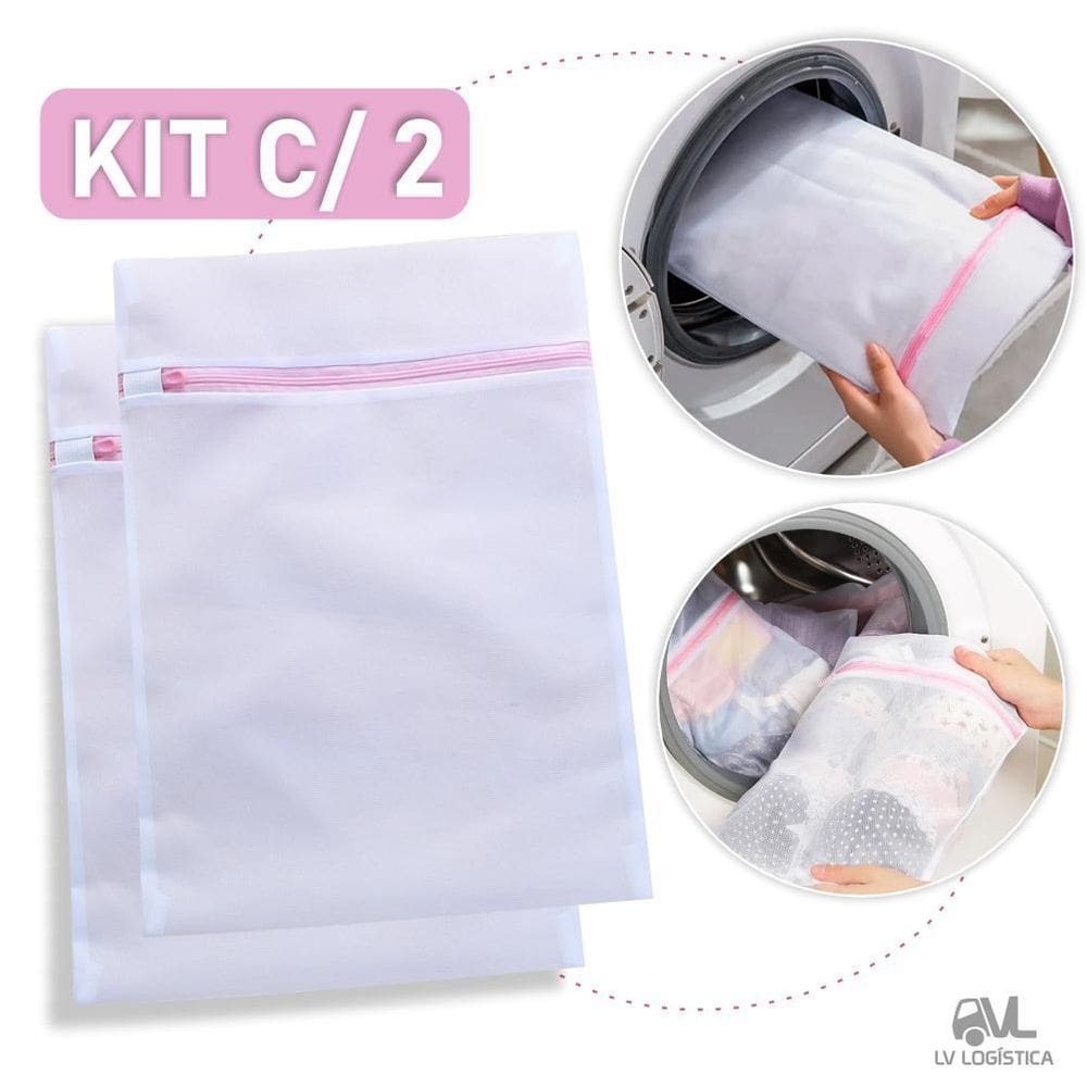 Kit 2 Saquinho De Lavar Roupa Intima Delicada Maquina 30X40